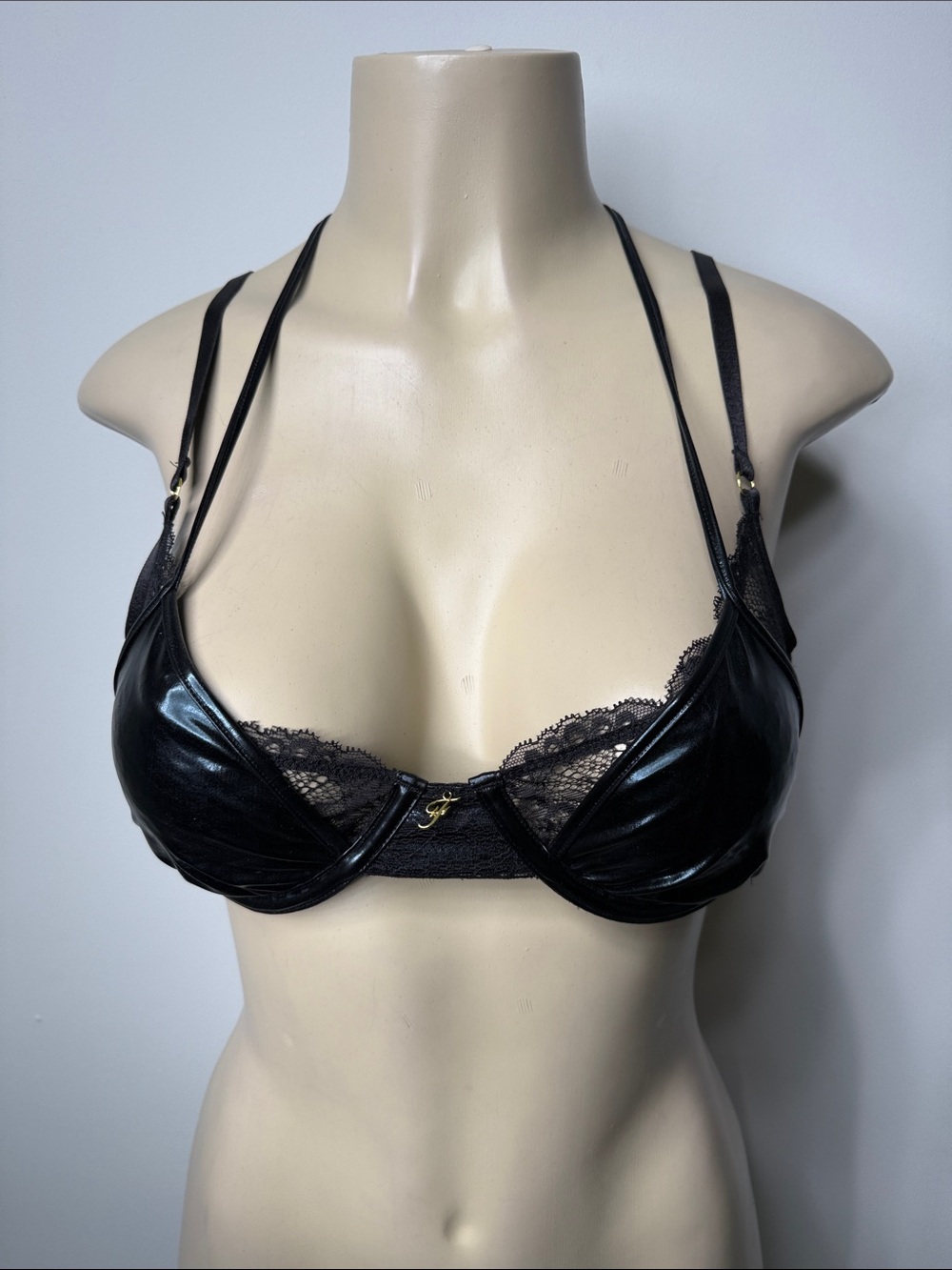 Frederick's of Hollywood Black Lace-Trim Bikini Top